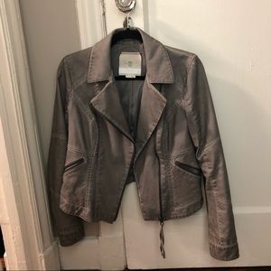 Gray leather jacket